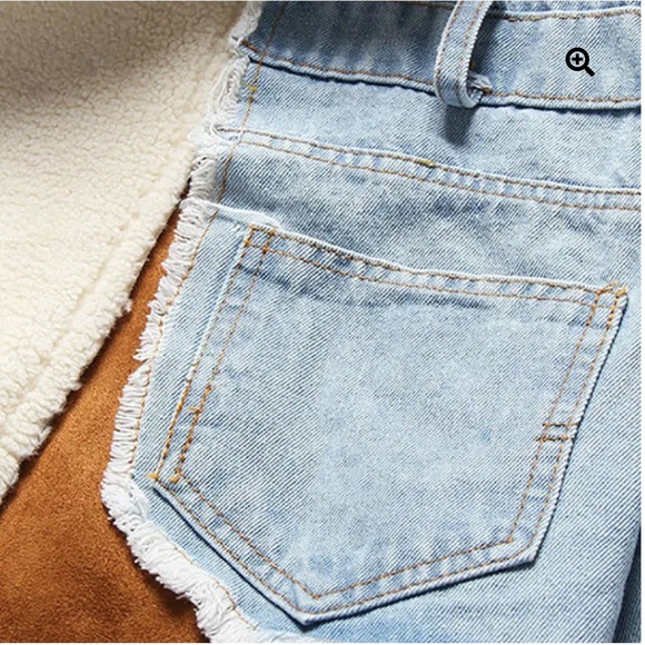 SHE’S GOKE Women's Blue Denim and Cream Sherpa Jacket SIZE L - Picture 4 of 10